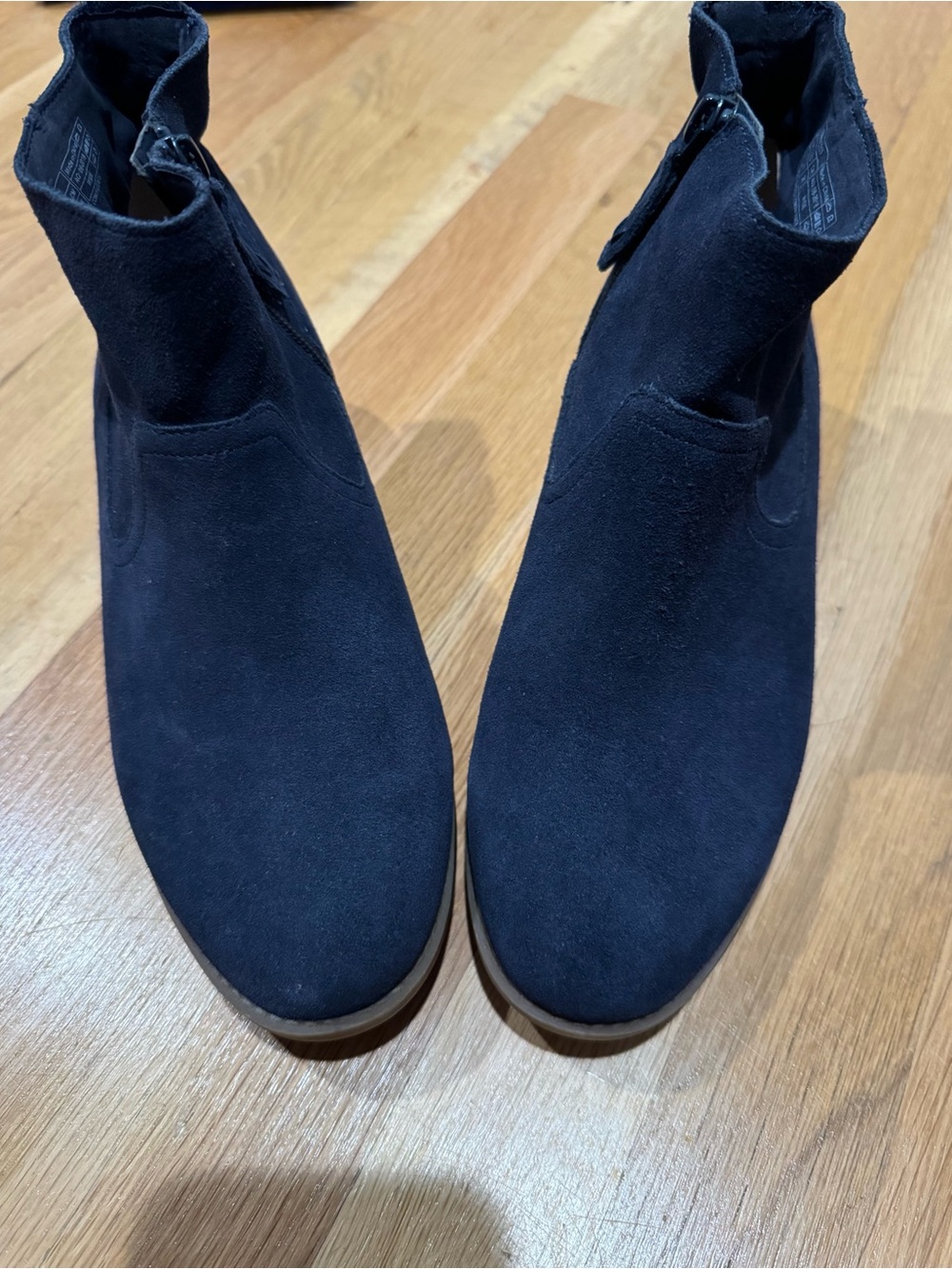 Vionic Navy Suede Ankle Booties with Side Zip